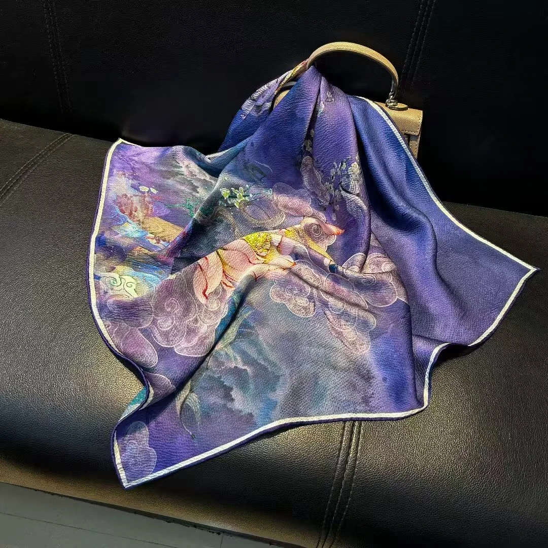 【T06】宫丽68x68cm6A纯100桑蚕丝珍珠绸22姆米双面国风