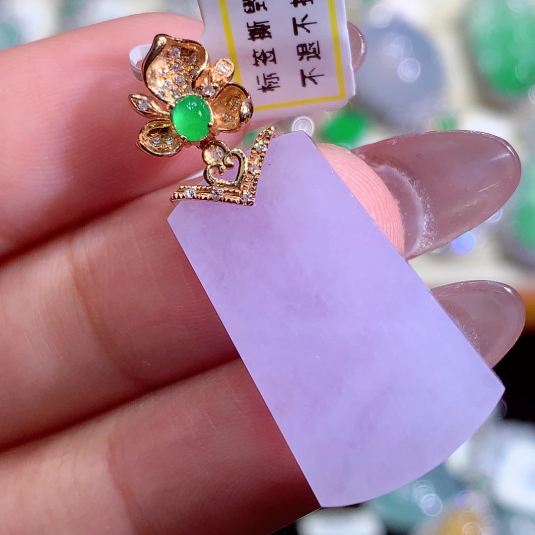 翡翠18K金镶嵌吊坠(不含链)