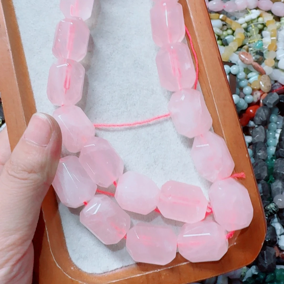 玛瑙/玉髓合金珠宝半成品15切面粉晶桶