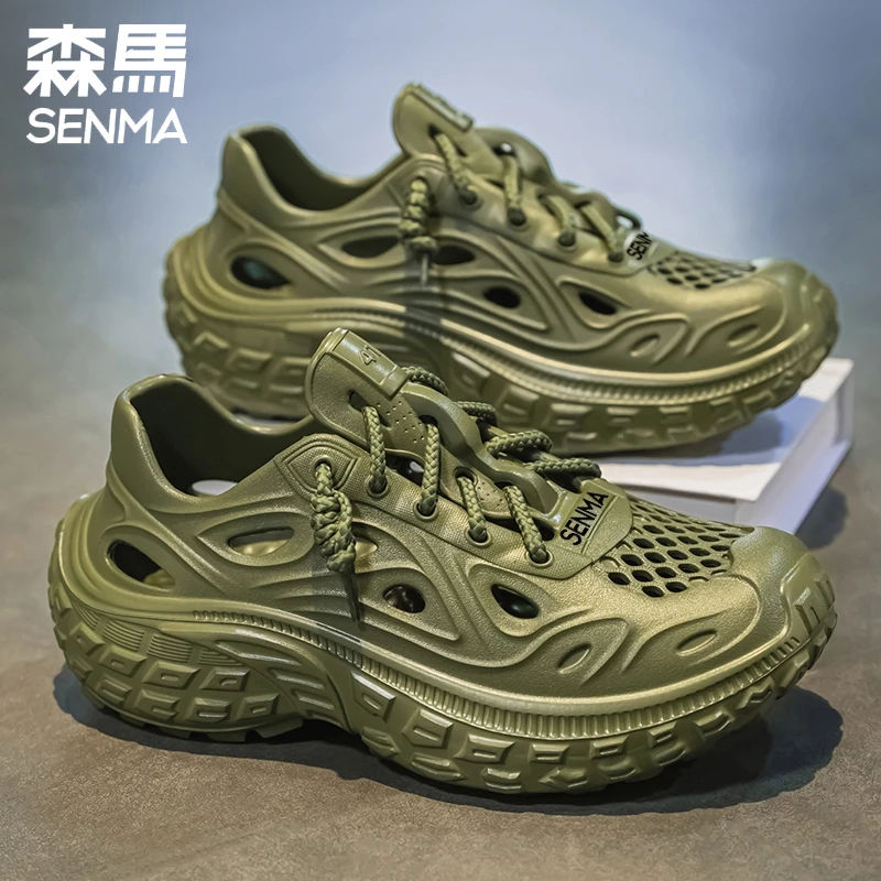 森马洞洞鞋男款夏季外穿厚底涉水运动沙滩鞋户外溯溪开车包头凉拖