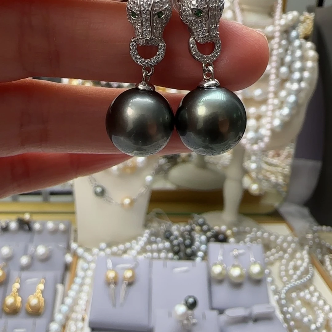 海水珍珠耳饰银S925镶嵌