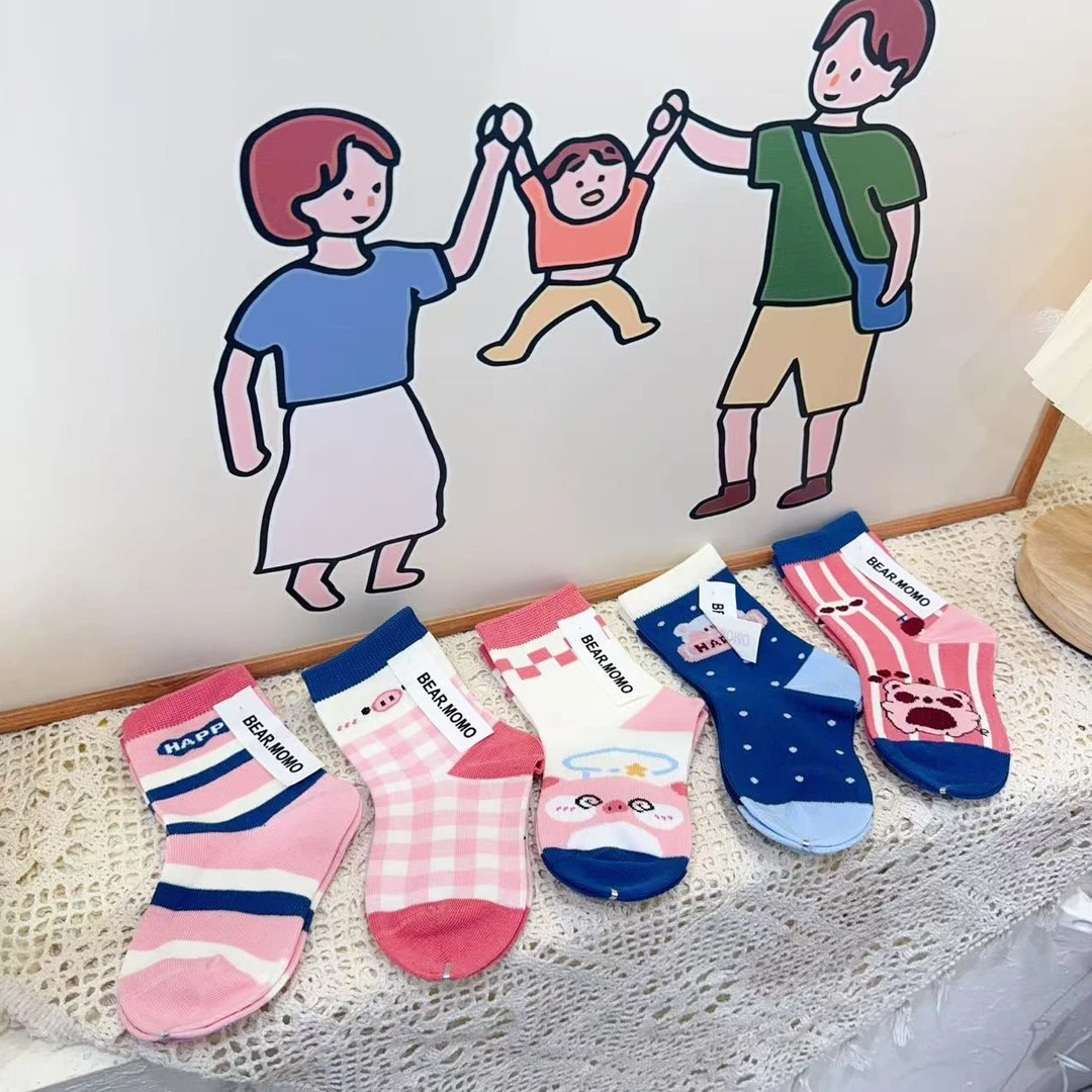 （10双包邮）女童卡通图案精梳棉三季袜子