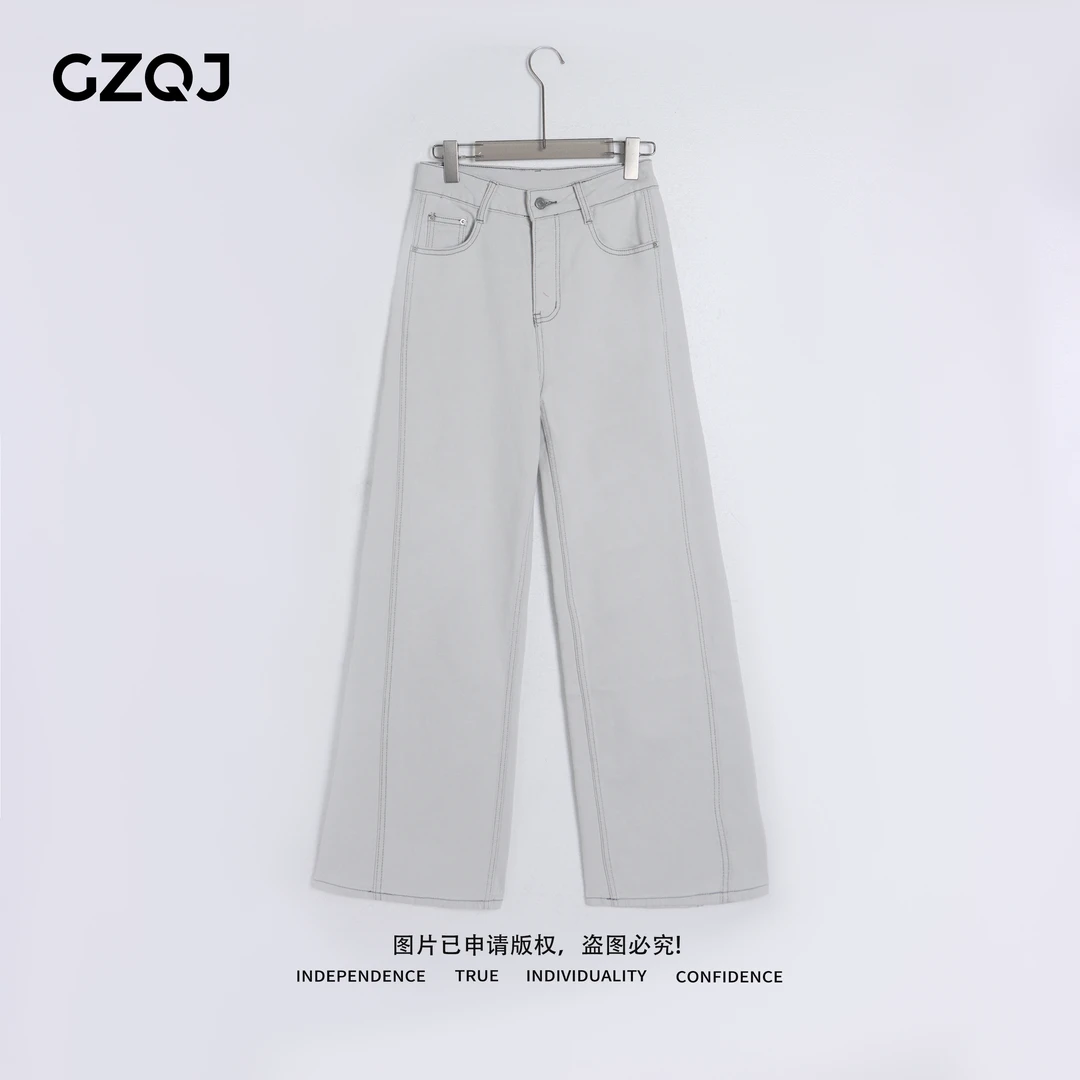 老琴私服【晨光漫步】欧若风时尚高腰显瘦直筒弯刀牛仔裤女春夏9619