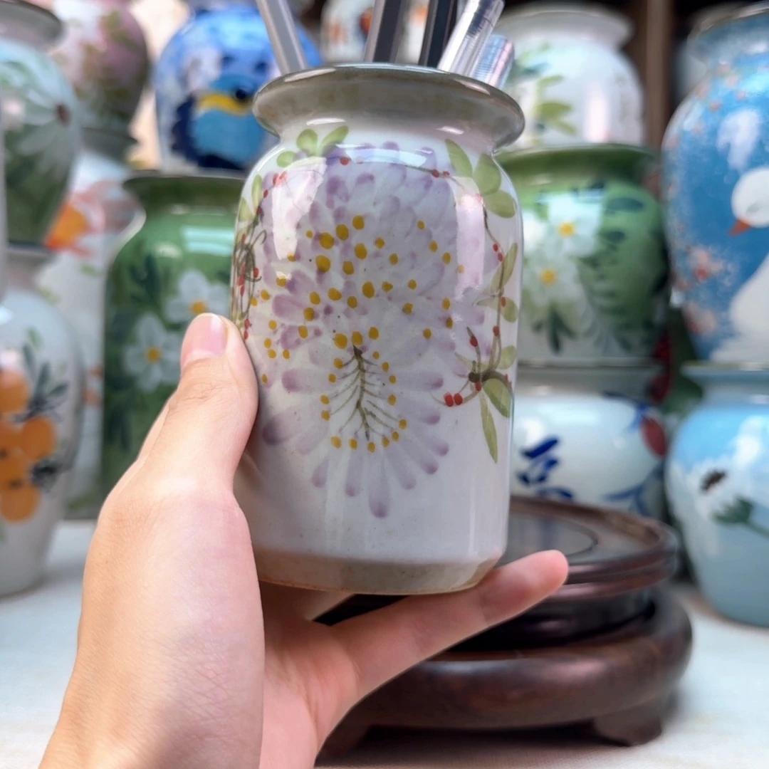 景德镇陶瓷手绘花瓶无孔