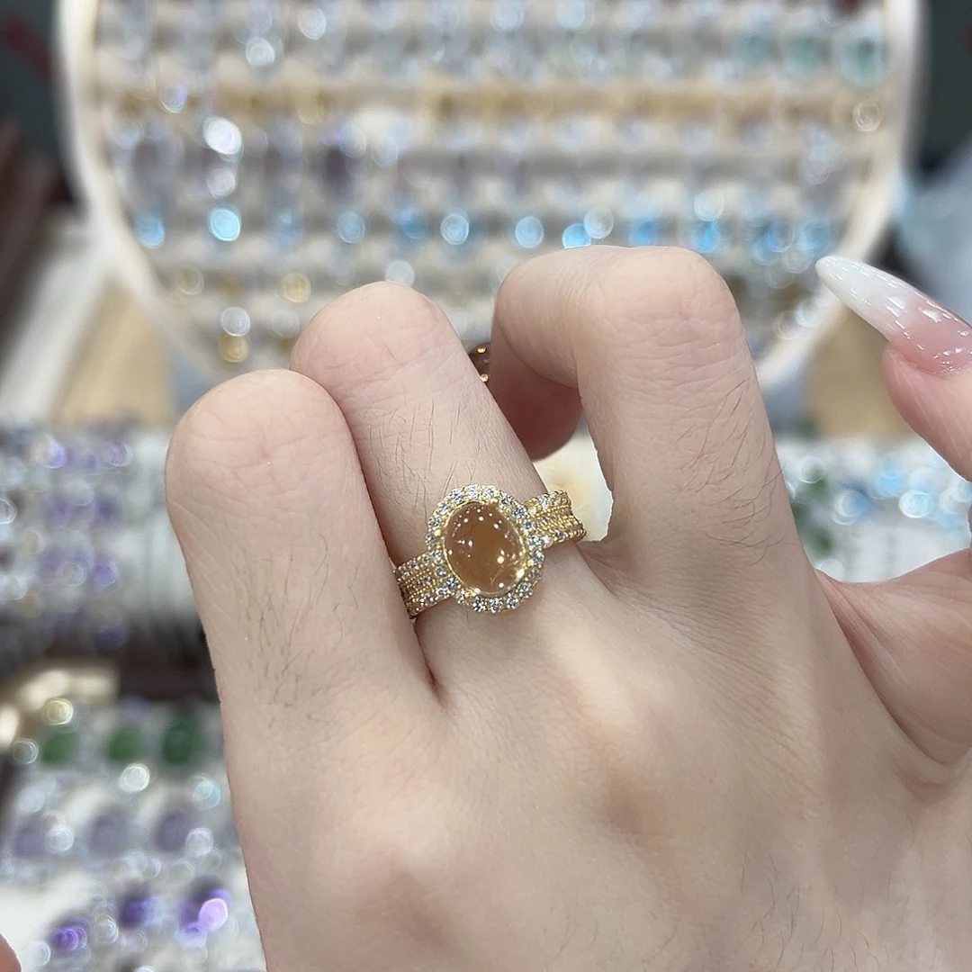 戒指银S925镶嵌黄晶