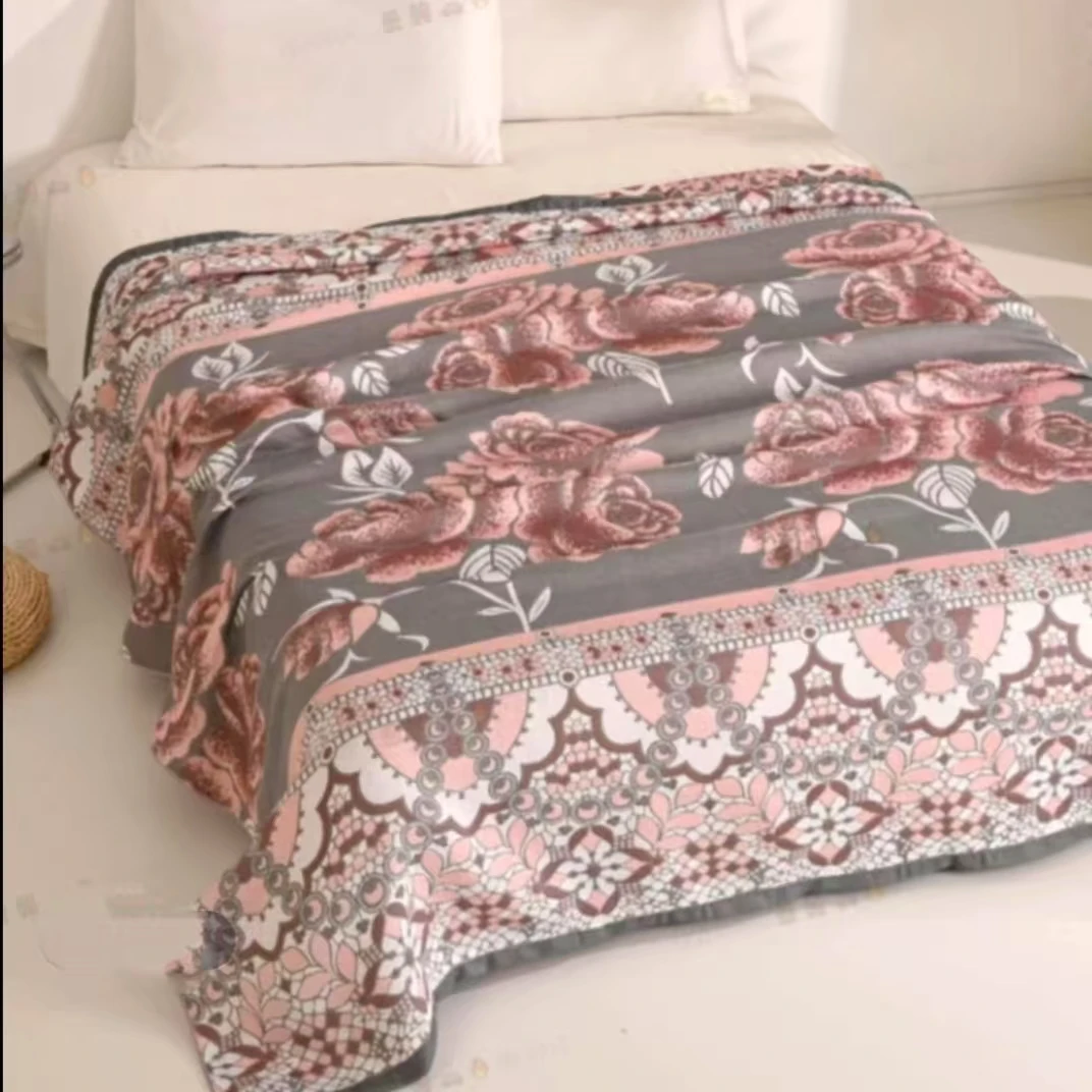 晨曦花语 2*2.3M轻奢高端定制多层纱布盖毯