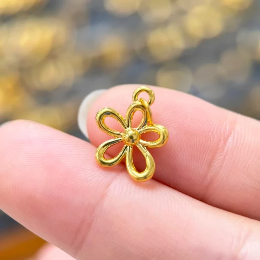 足金 格桑花小吊坠