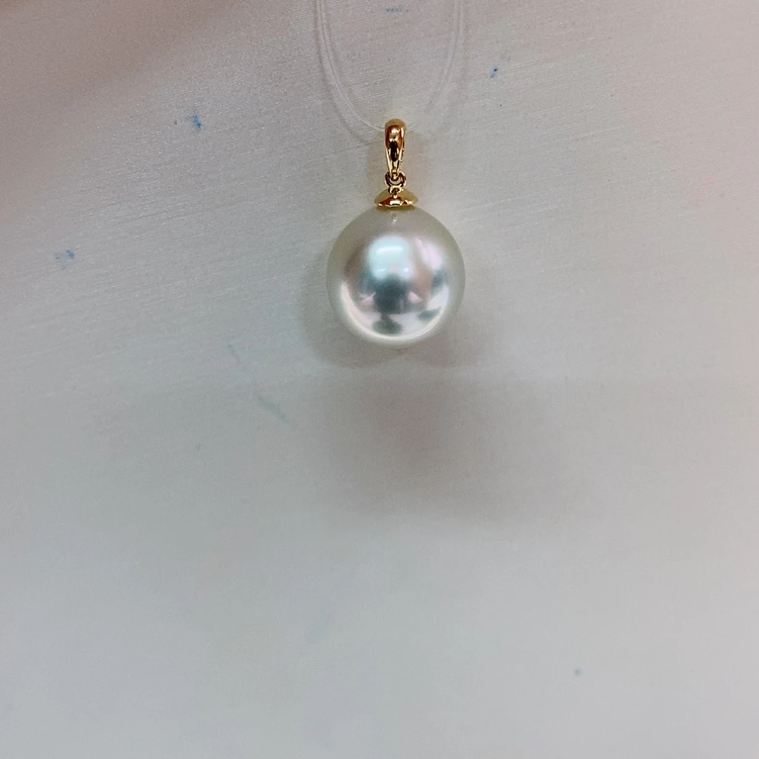 吊坠(不含链)18K金镶嵌海水珍珠11-12