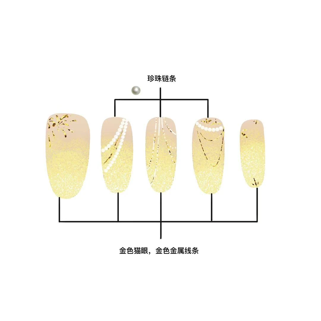 美工开物 基础系列 【鎏金珍珠绮梦】纯手工穿戴甲