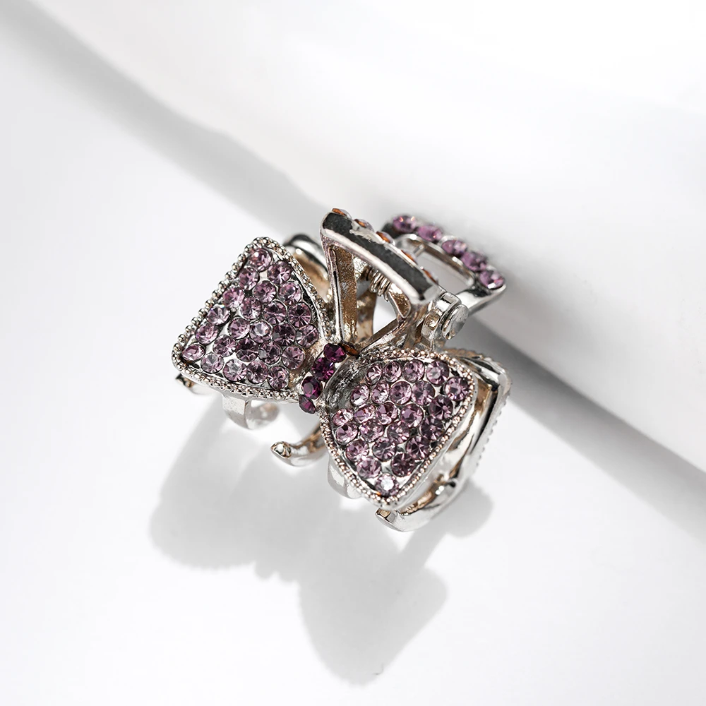 FJ2989迷你浅紫蝴蝶结抓夹