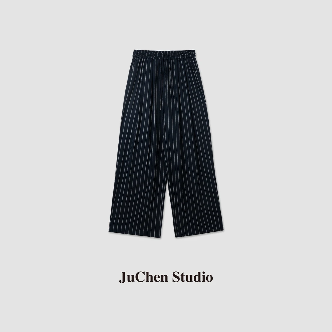 “海滨亚麻裤”度假静奢系列条纹薄款垂感休闲阔腿裤 SS032520-16