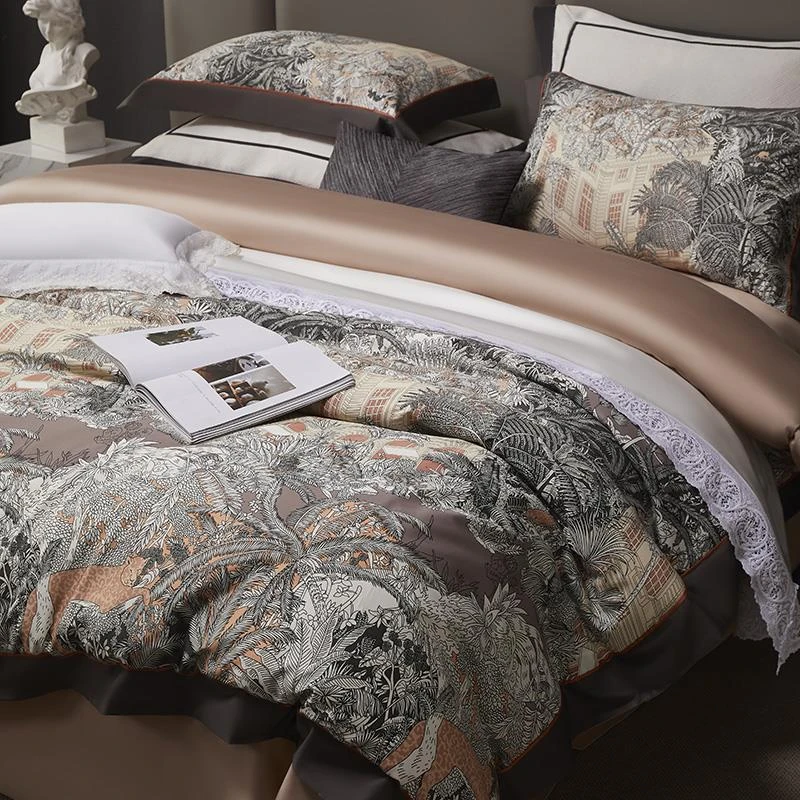 高端春秋长绒棉纯棉四件套轻奢高支丝滑全棉被套床上用品