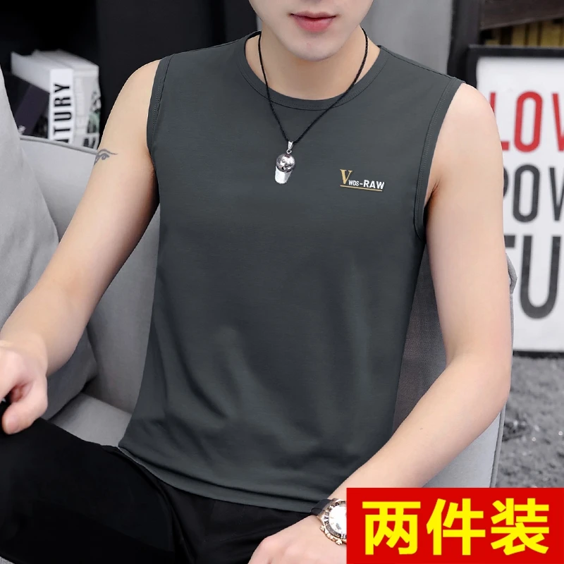 纯棉男士无袖背心夏季运动健身坎肩内穿宽肩t恤潮牌体恤薄款马甲