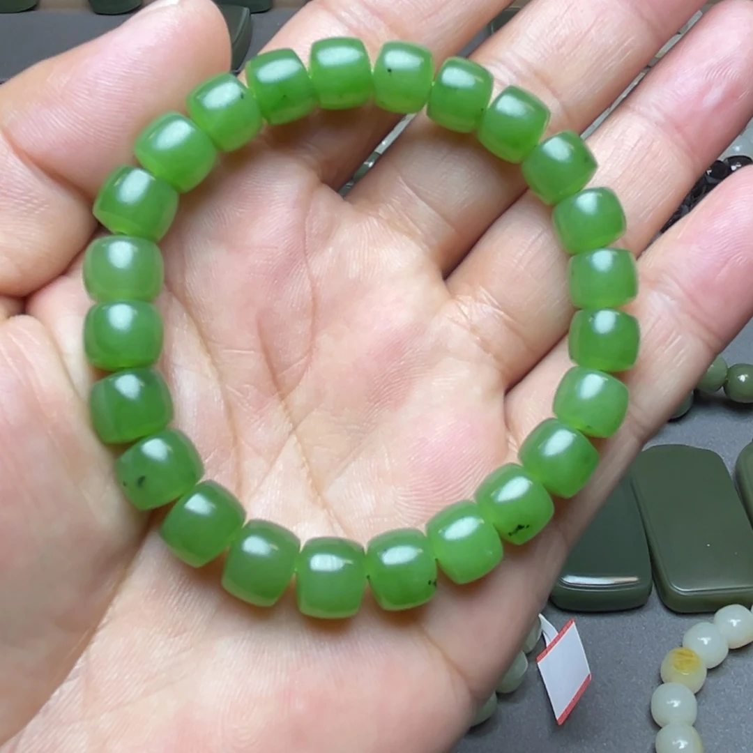 和田玉未镶嵌手链俄料碧玉卡9