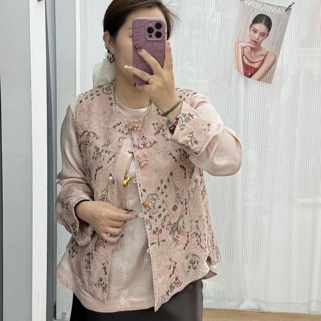 72810国风马甲新中式女装春装前后满绣重工刺绣马甲上衣