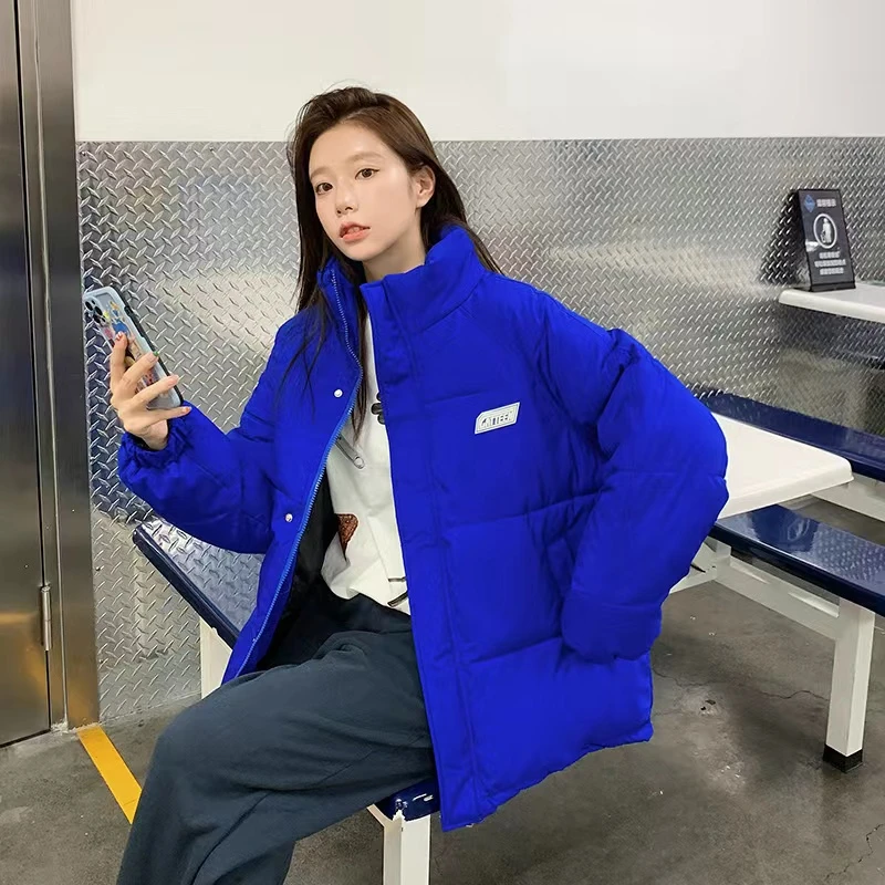 921款-休闲时尚设计感胸口标识宽松立领外套棉服-立领