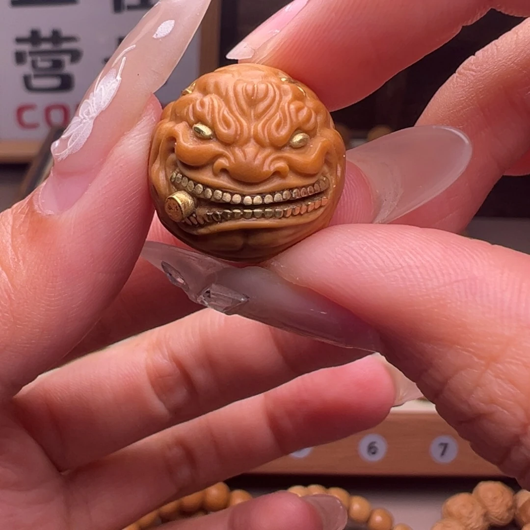 文玩核桃把件镶嵌款小辫烟鬼19左右尺寸全品有正常封口线