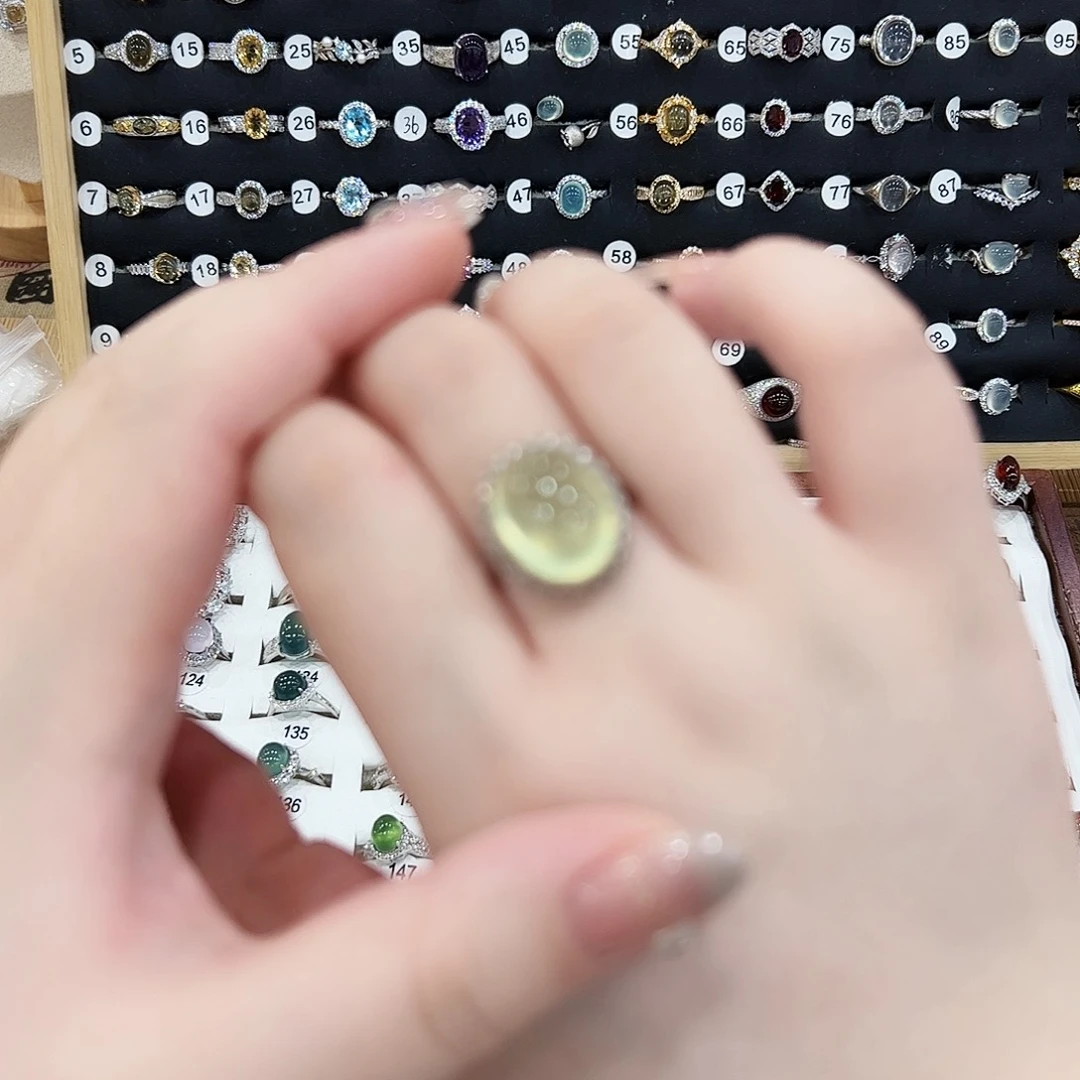 水晶戒指银S925镶嵌戒指