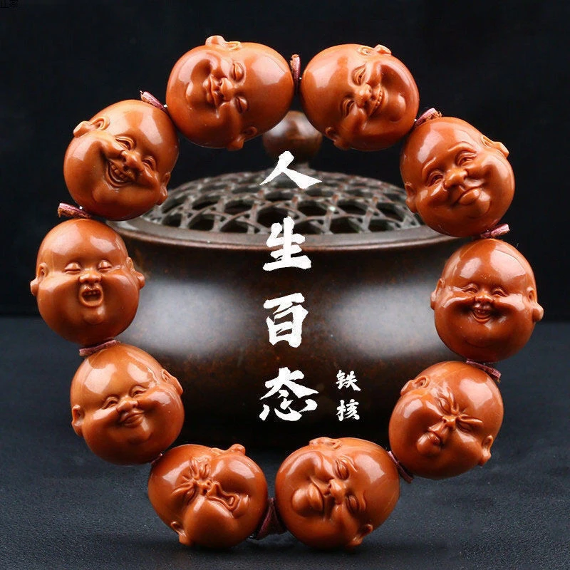 新款橄榄核手串苏工大籽十分开心人生百态手串铁核纯手工橄榄胡