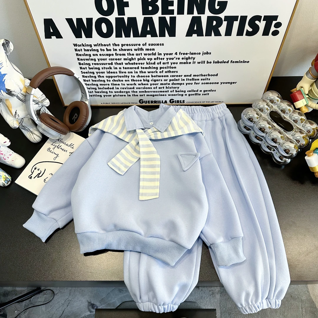 童装儿童套装2025春季新款洋气时尚套装宝宝儿童披肩卫衣三件套潮