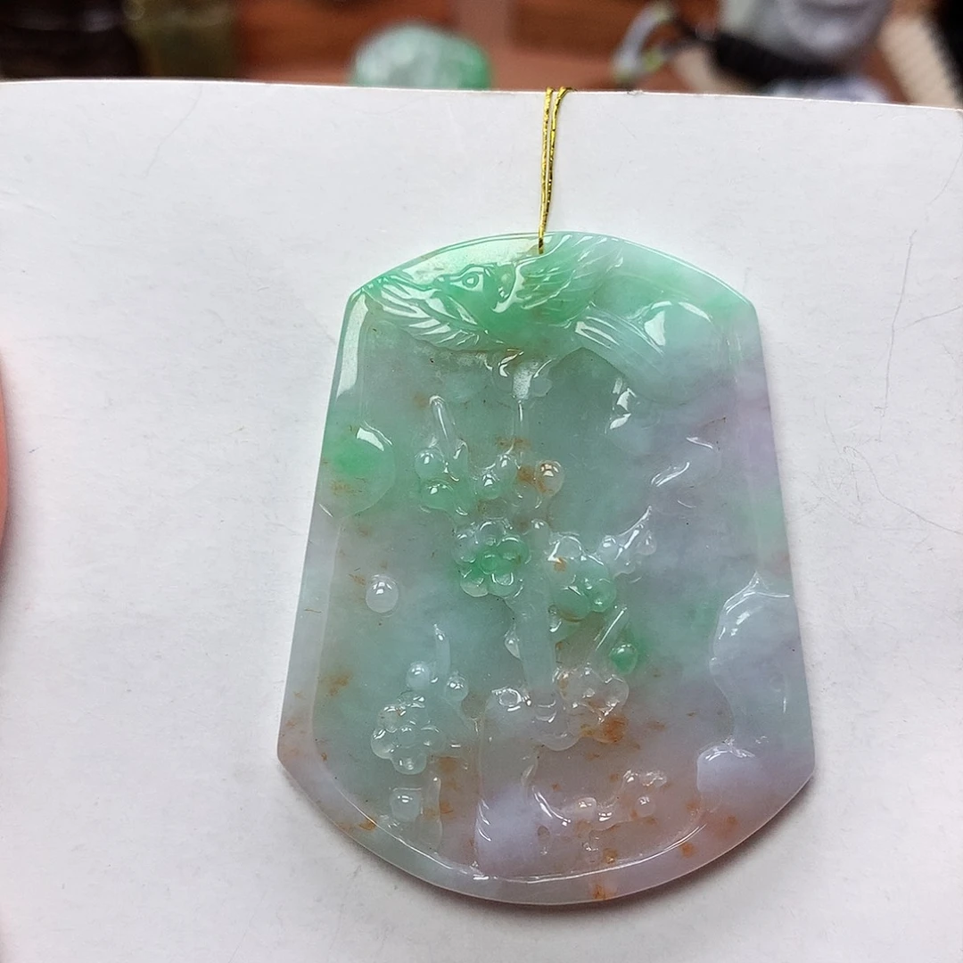 翡翠未镶嵌颈饰天然翡翠喜上眉梢