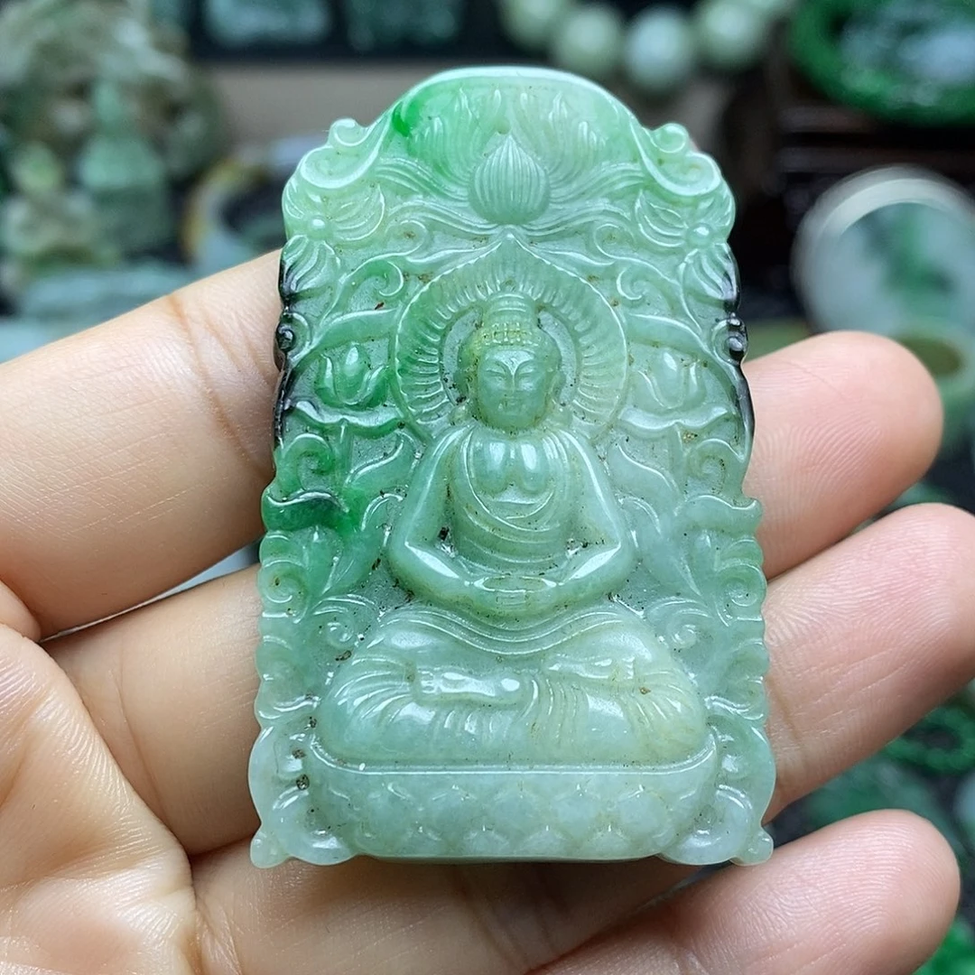 翡翠挂件未镶嵌缅甸天然翡翠观音