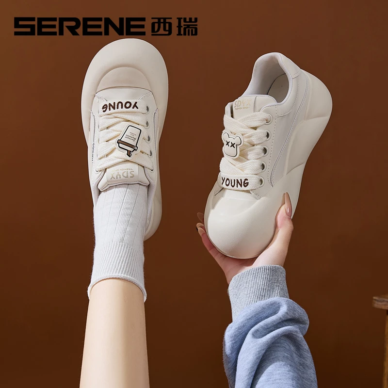 西瑞女鞋秋冬季新款时尚休闲鞋百搭厚底小白鞋户外旅游透气运动鞋