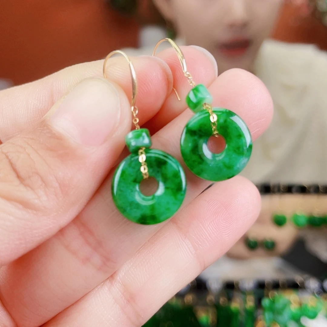 翡翠18K金镶嵌耳饰