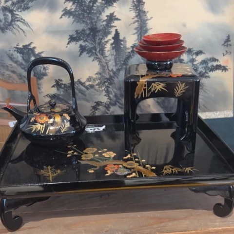 蜜安罐瓷香炉锡茶则