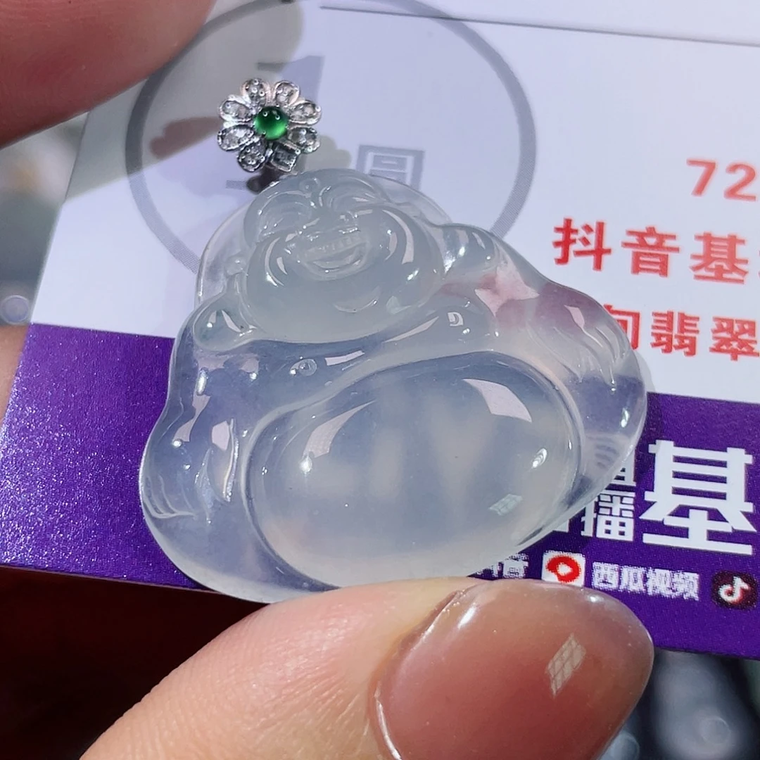 翡翠18K金镶嵌颈饰佛公