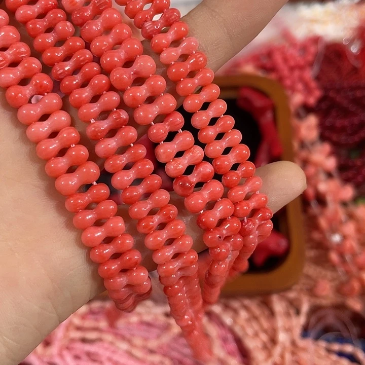 合金玛瑙/玉髓珠宝半成品一条2排孔橘色花生