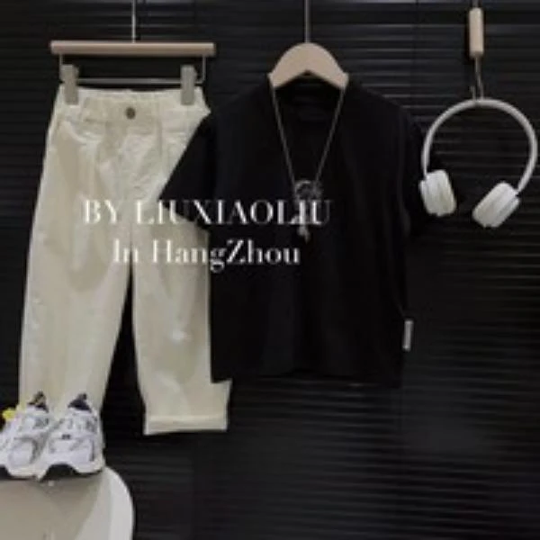 BY LIUXIAOLIU【搞怪熊仔】韩版夏季时尚潮流儿童短袖7015