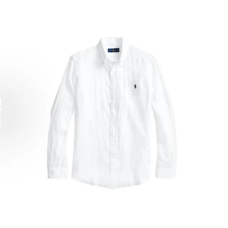 Polo  RL 纯色Logo刺绣翻领休闲长袖衬衫 男女款