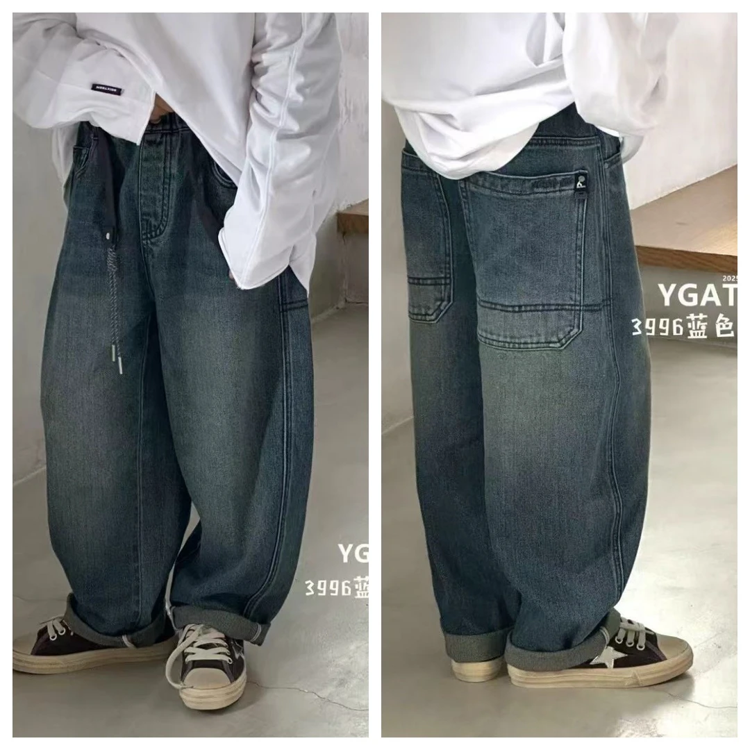 男童牛仔裤2025年秋季新款中大童韩版老爹裤牛仔裤长裤潮童童装