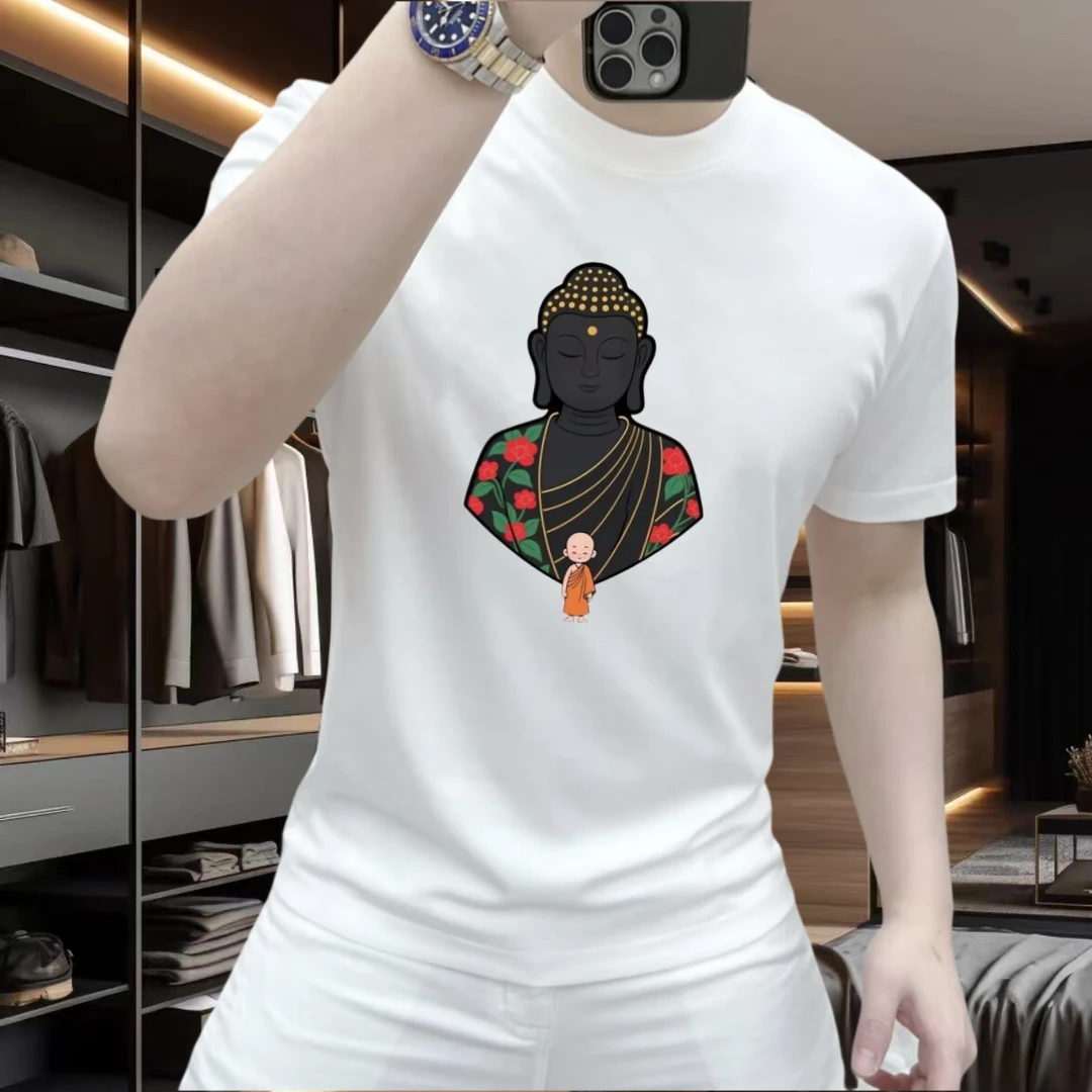 夏季新款潮流印花短袖恤男重磅高街设计感圆领男款痞帅纯棉半袖T