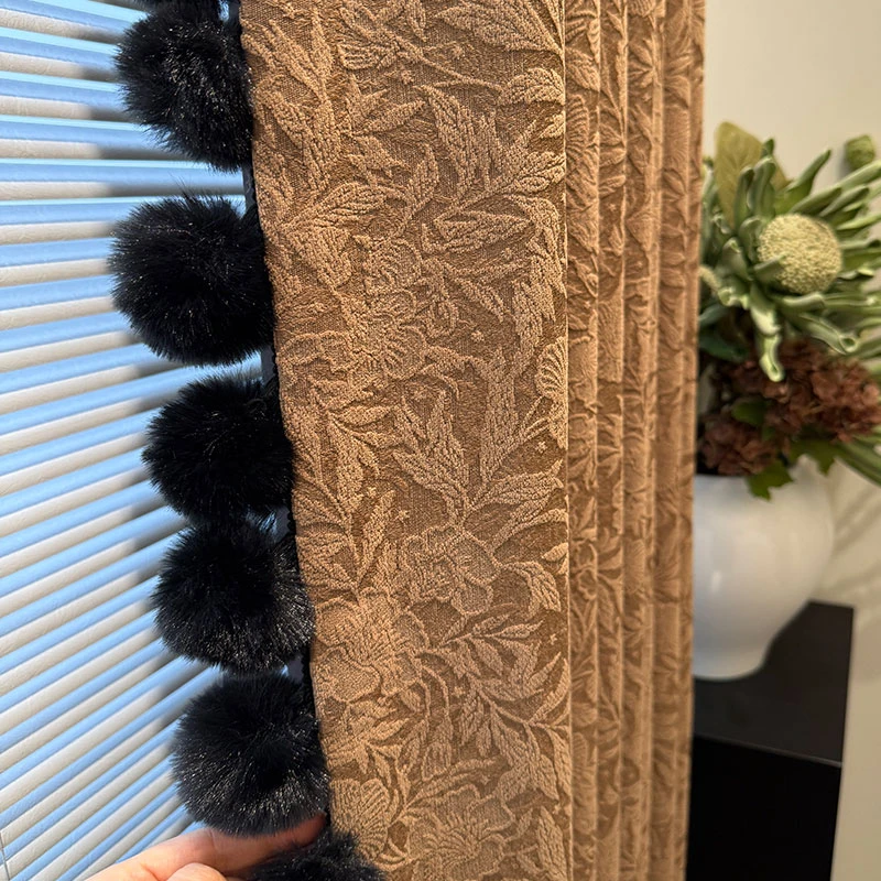 珞影繁花2025新款法式中古美式复古浮雕雪尼尔遮光客厅卧室窗帘