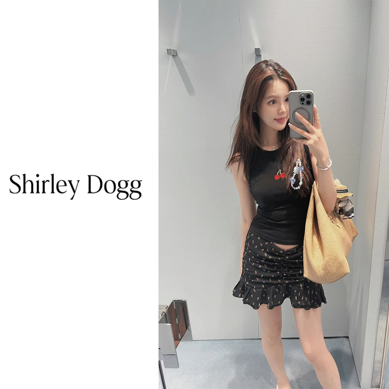 汤元家sd樱桃砖砖双色ins背心夏季短款黑色