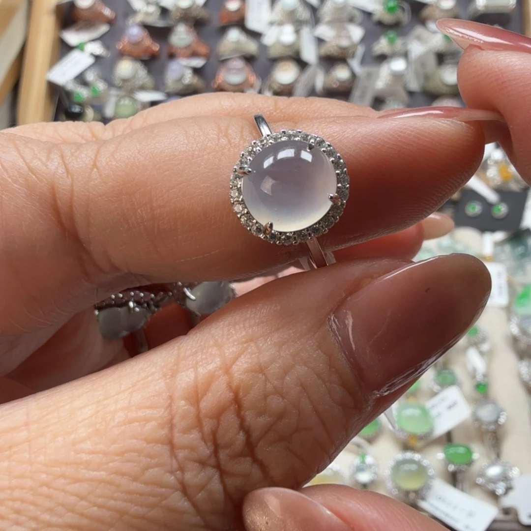 翡翠银S925镶嵌戒指8118