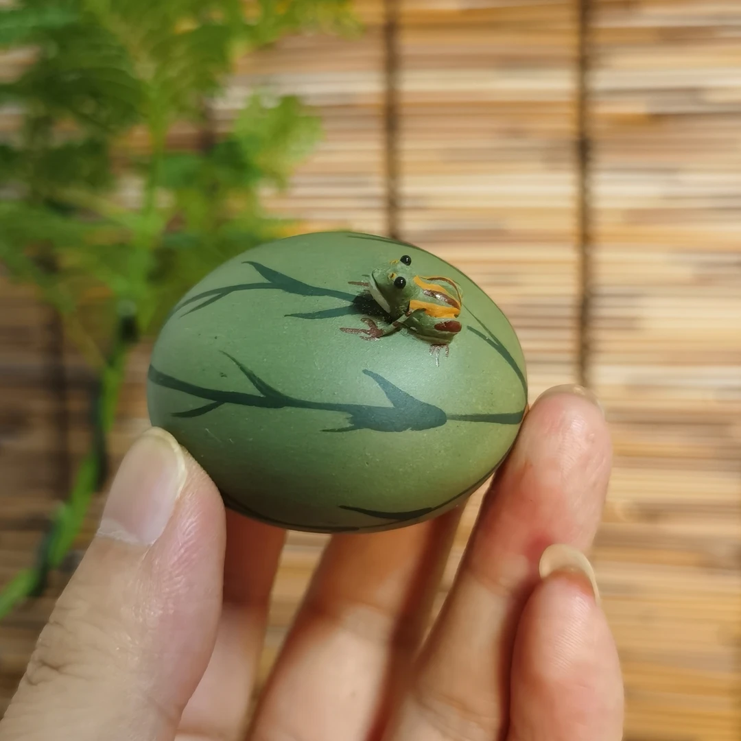 紫砂茶宠摆件西瓜喷水蛙（使用：冷水泡几分钟开水浇淋）可爱