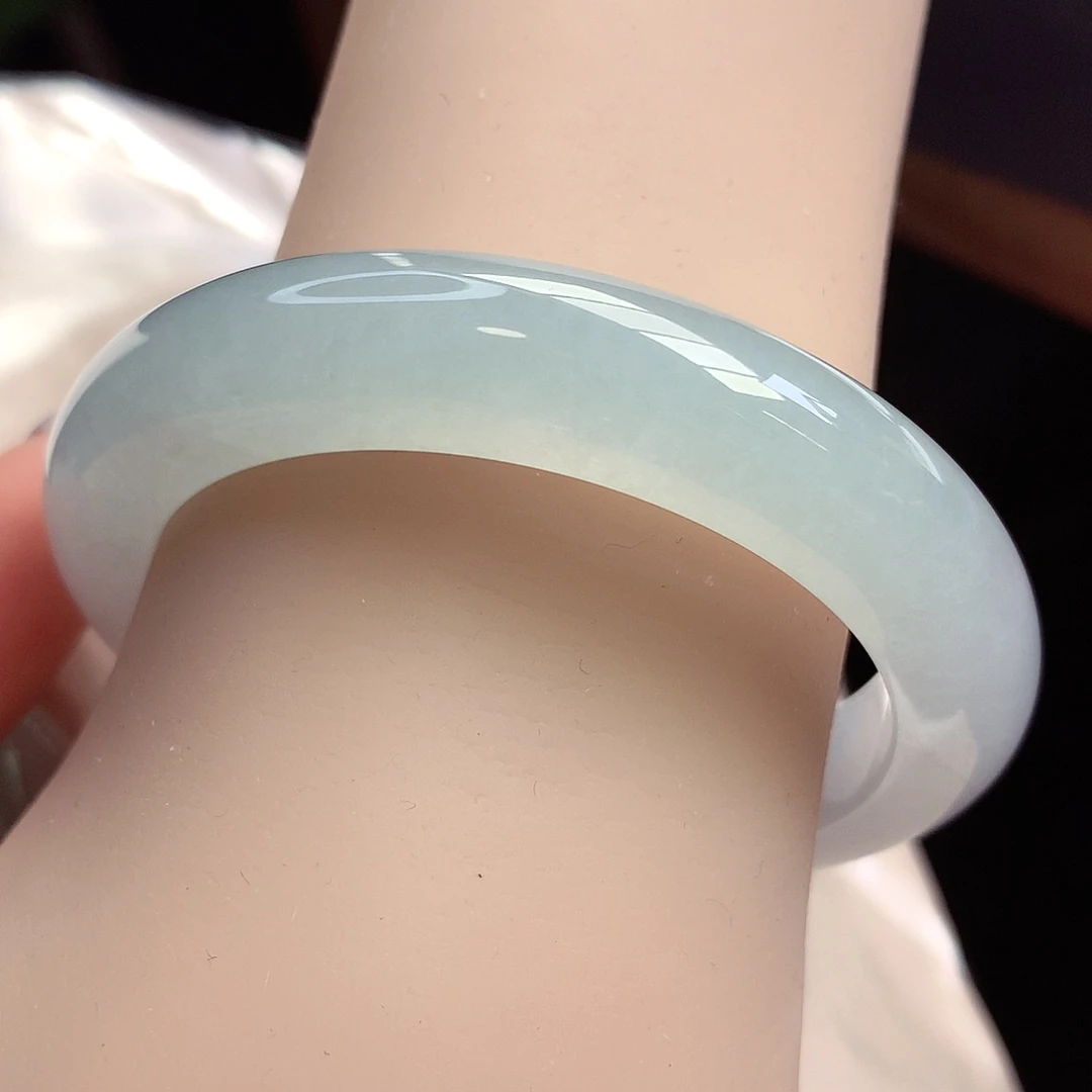 未镶嵌手镯翡翠52-53圈口海天一线零毛孔玻璃水治愈系5号