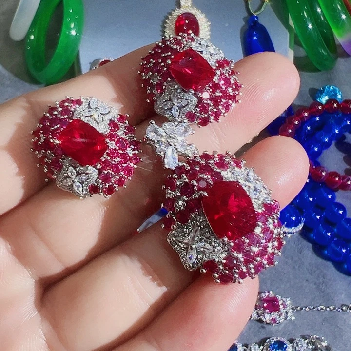 非金属红色蓝色满钻镶嵌