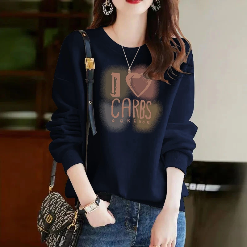 圆领套头打底衫加绒加厚卫衣女2025秋冬新款宽松韩版外套春秋薄款