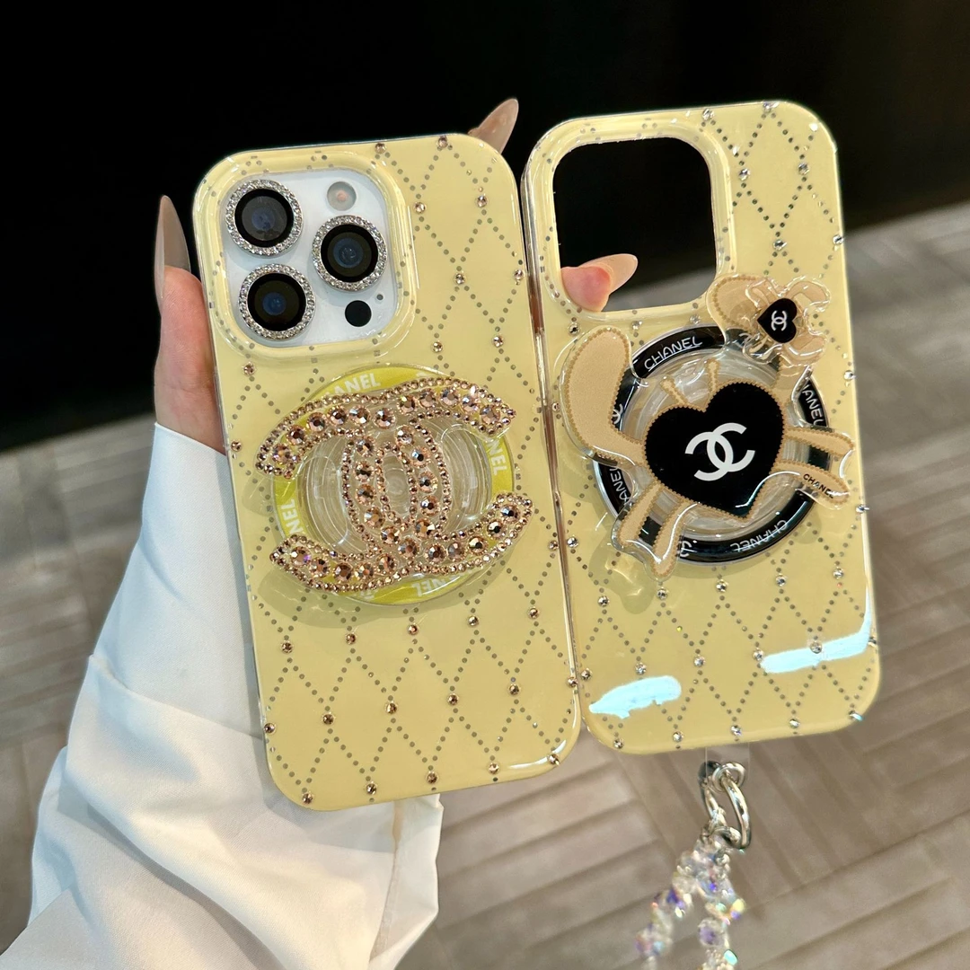 适用16promax手机壳15/14pro小香风全包防摔点钻磁吸支架全包