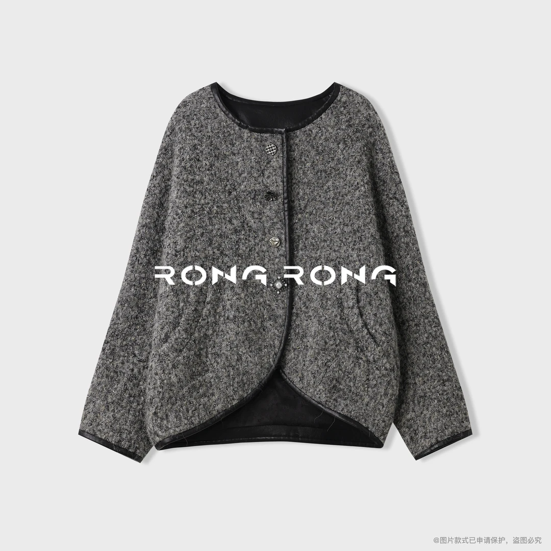 溶溶S【香奢雾染】RONGRONG羊毛羊驼毛混纺轻奢风毛呢外套SC5460018