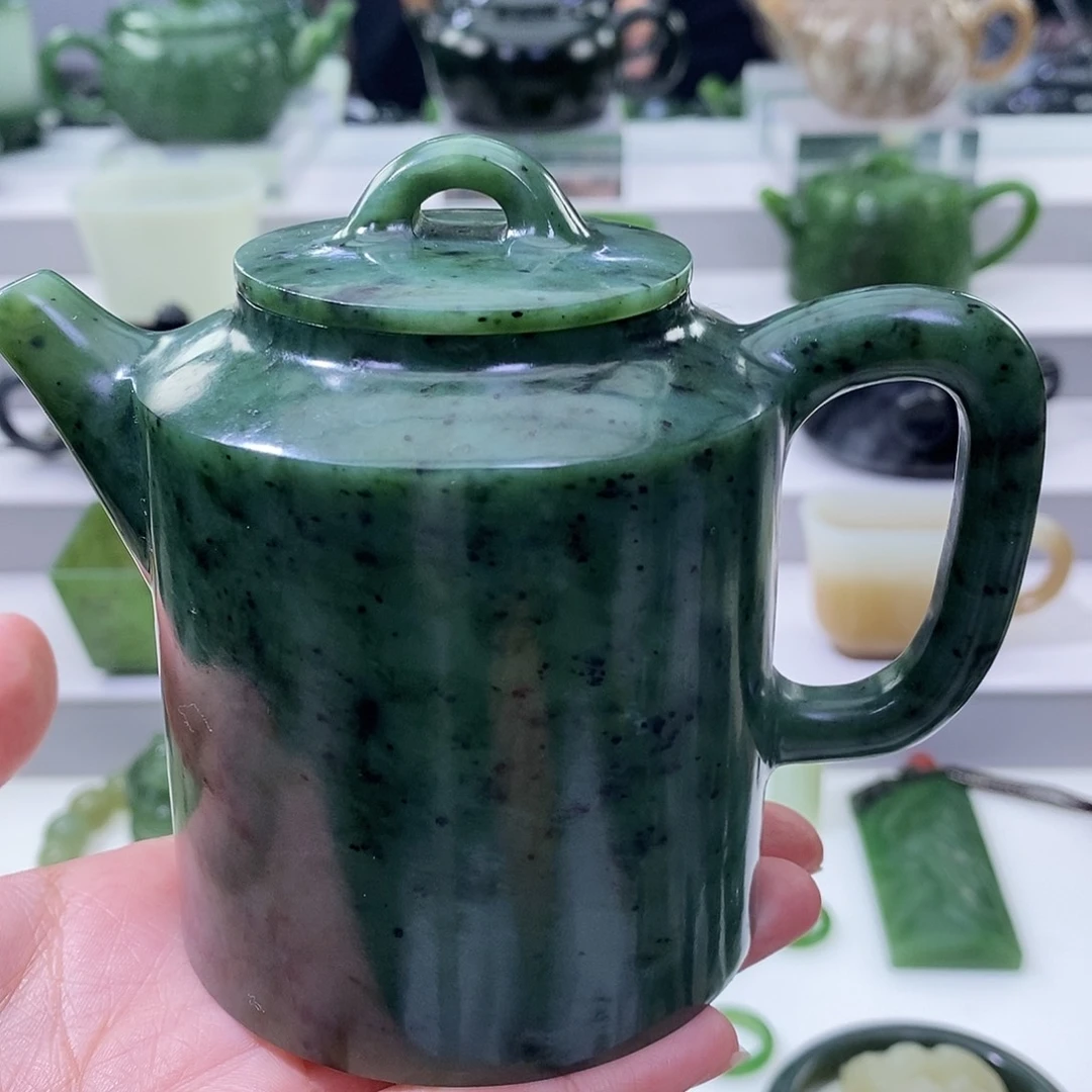 木****和田玉未镶嵌挂件茶壶