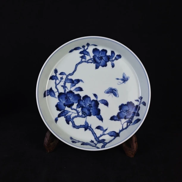 雯华堂 景德镇仿明折枝山茶花壶承 直径16.5cm