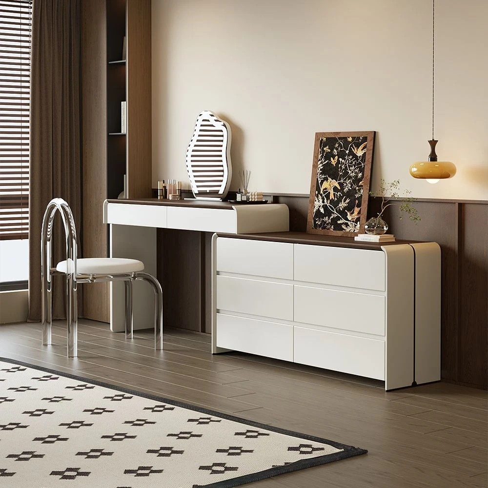 2025全新款主卧实木化妆桌收纳柜床尾斗柜梳妆台一体书桌卧室简约