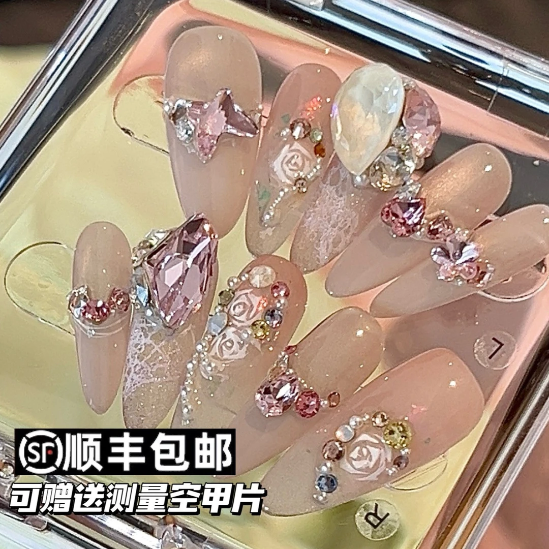 【毛利美甲事务所】玫瑰庄园  施华洛奢华拼钻手工华子穿戴甲定制