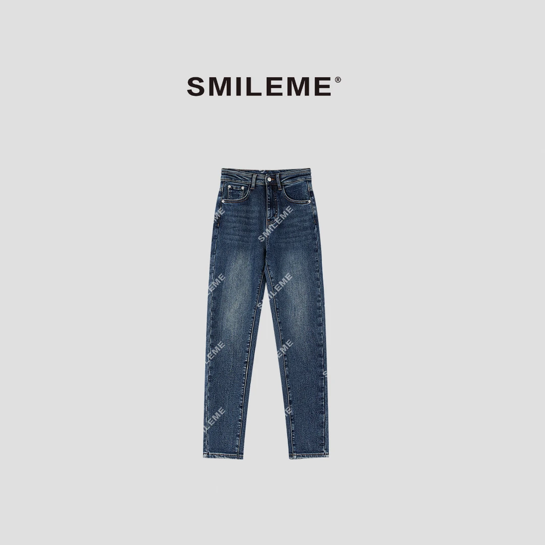 SMILEME【空谷幽兰】秋冬季时尚百搭加厚九分小角牛仔裤MC09225411