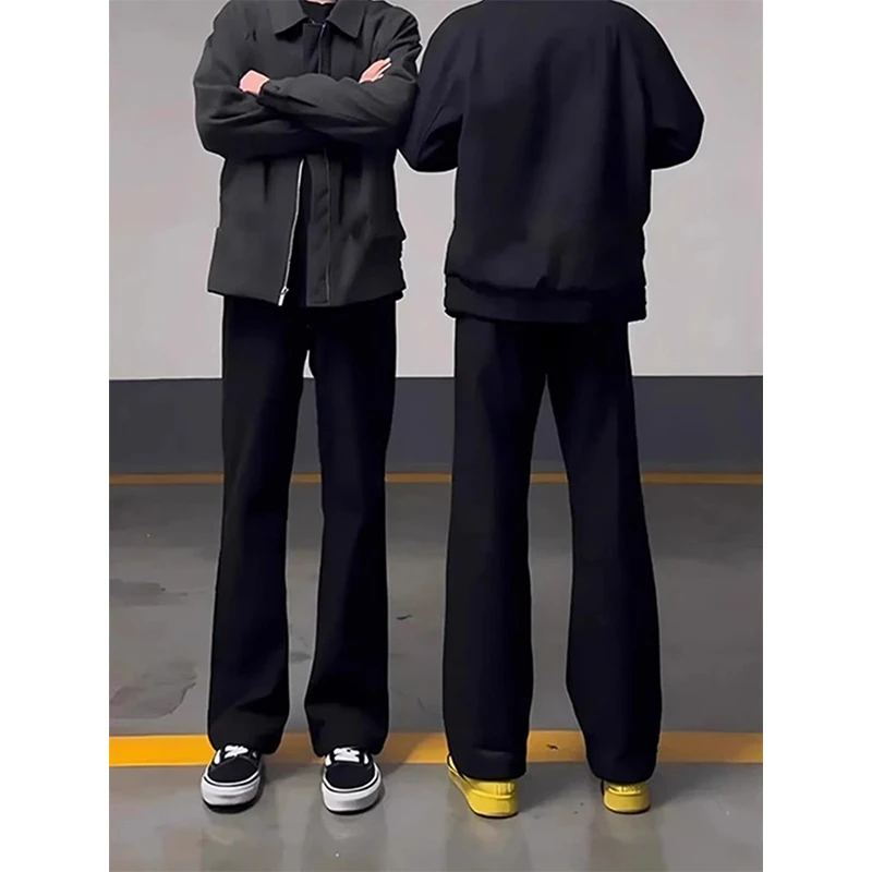 美式高街西裤男秋季潮牌百搭街头cleanfit垂坠感微喇直筒休闲裤子